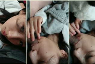 72266-极品反差婊❤️乖巧素颜小女友水汪汪的大眼睛好白菜被猪拱了睡意朦胧